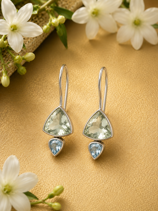 Prasiolite & Blue Topaz Earrings