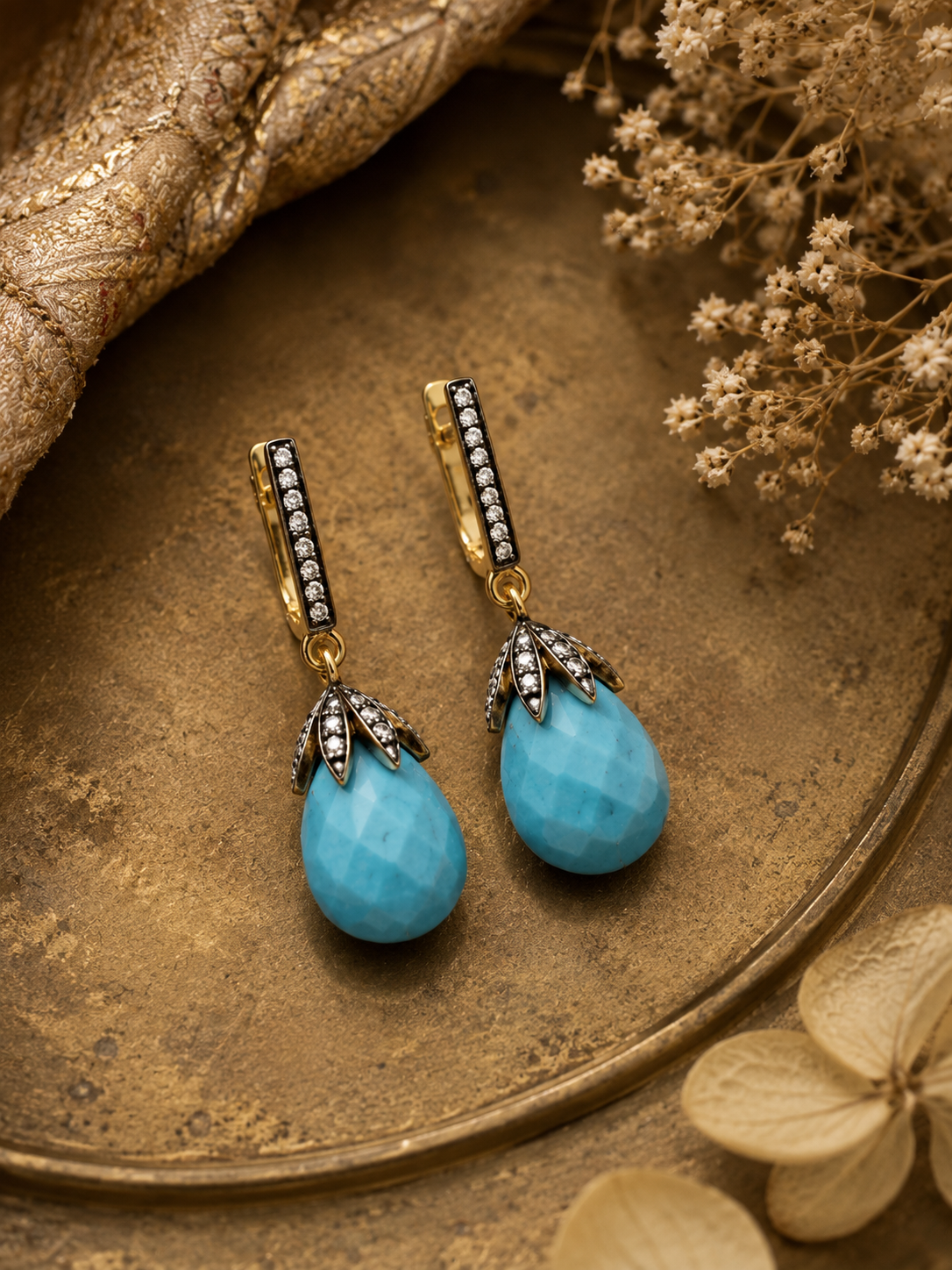 Turquoise Drop Ear Tops