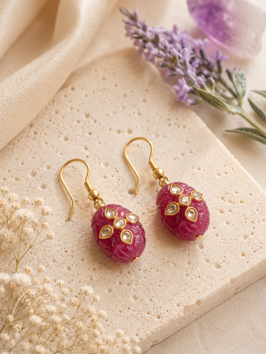 Ruby Kundan Heritage Drops