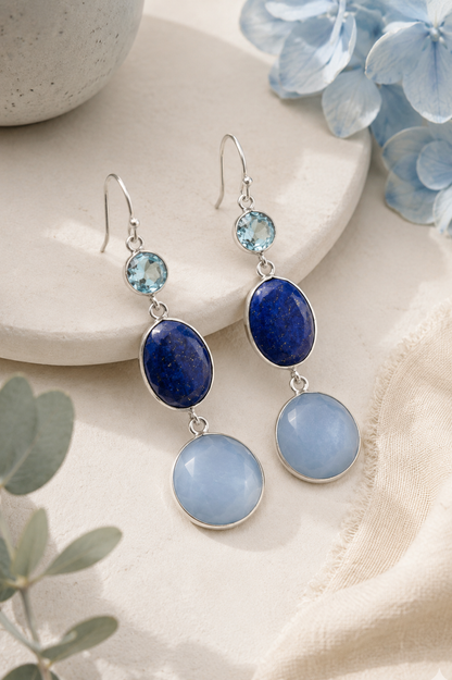 Blue Gemstone Danglers