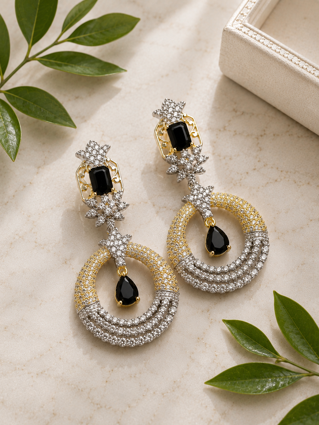 Cubic Zirconia Halo Dangler Earrings