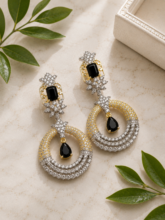 Cubic Zirconia Halo Dangler Earrings