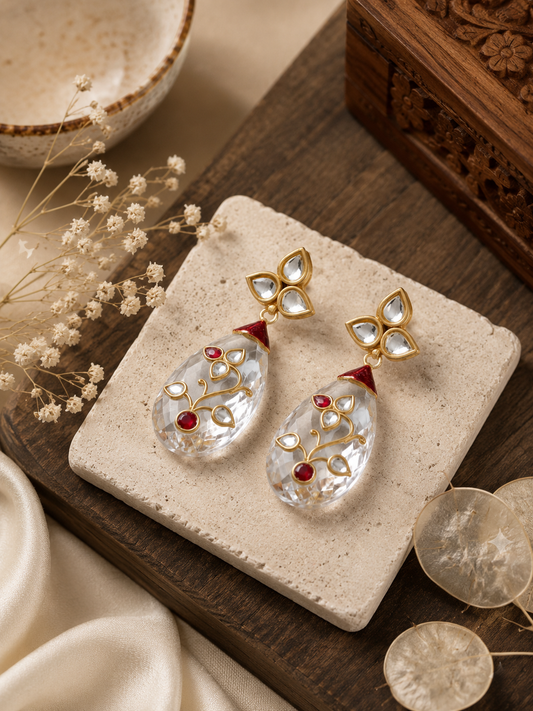 Handcrafted Crystal & Kundan Statement Earrings