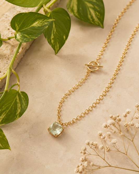 Prasiolite Solitaire Link Necklace