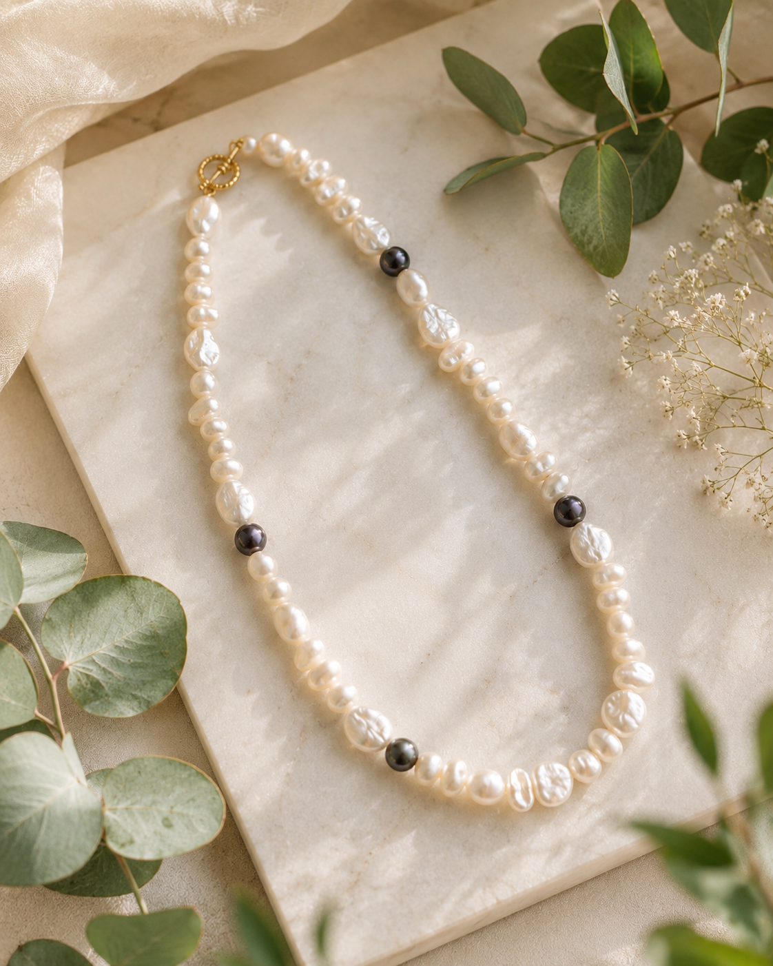 Celeste Noir Pearl Necklace
