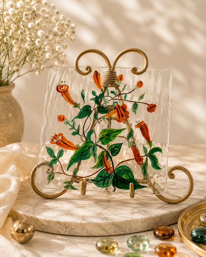 Blooms by Praccessorii- Hand-Painted Floral Glass Décor