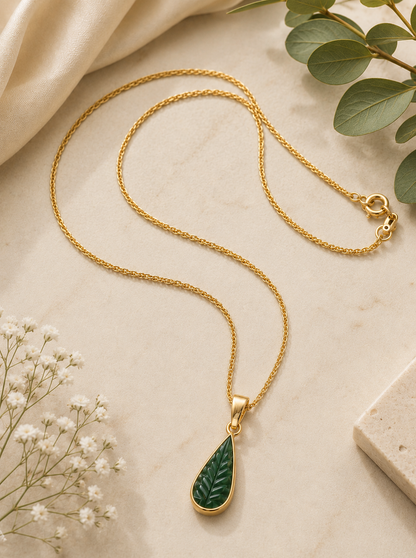 Carved Emerald Pendant Necklace
