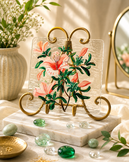 Blooms by Praccessorii- Hand-Painted Floral Glass Décor