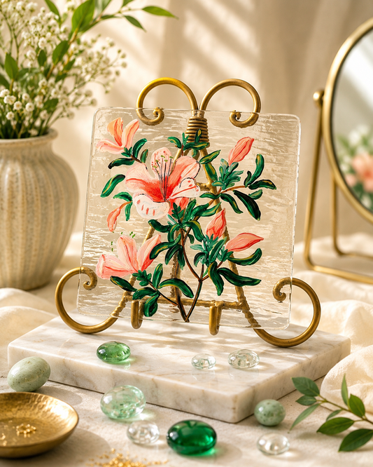 Blooms by Praccessorii- Hand-Painted Floral Glass Décor