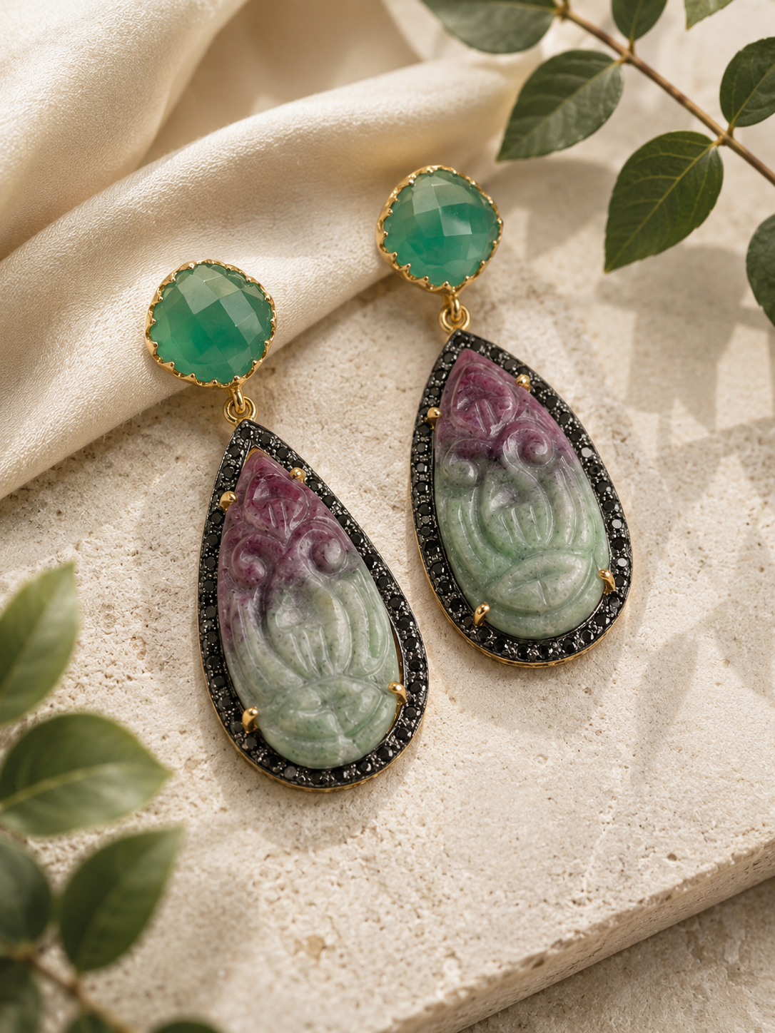 Roselle Bloom Carved Earrings