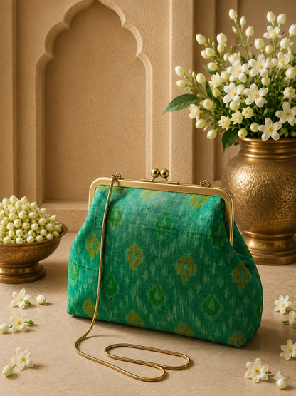 Green Ikat Handcrafted Clutch