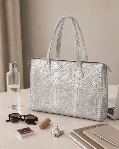Silver Texture Laptop Tote Bag