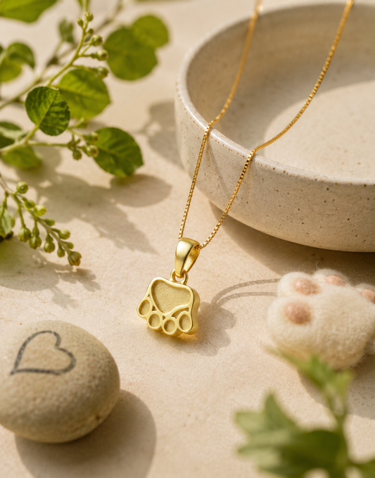Gold-Plated Paw Print Pendant Necklace