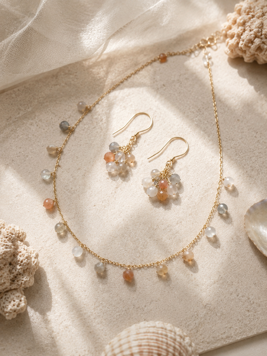 Moonstone Briolette Necklace & Earrings Set