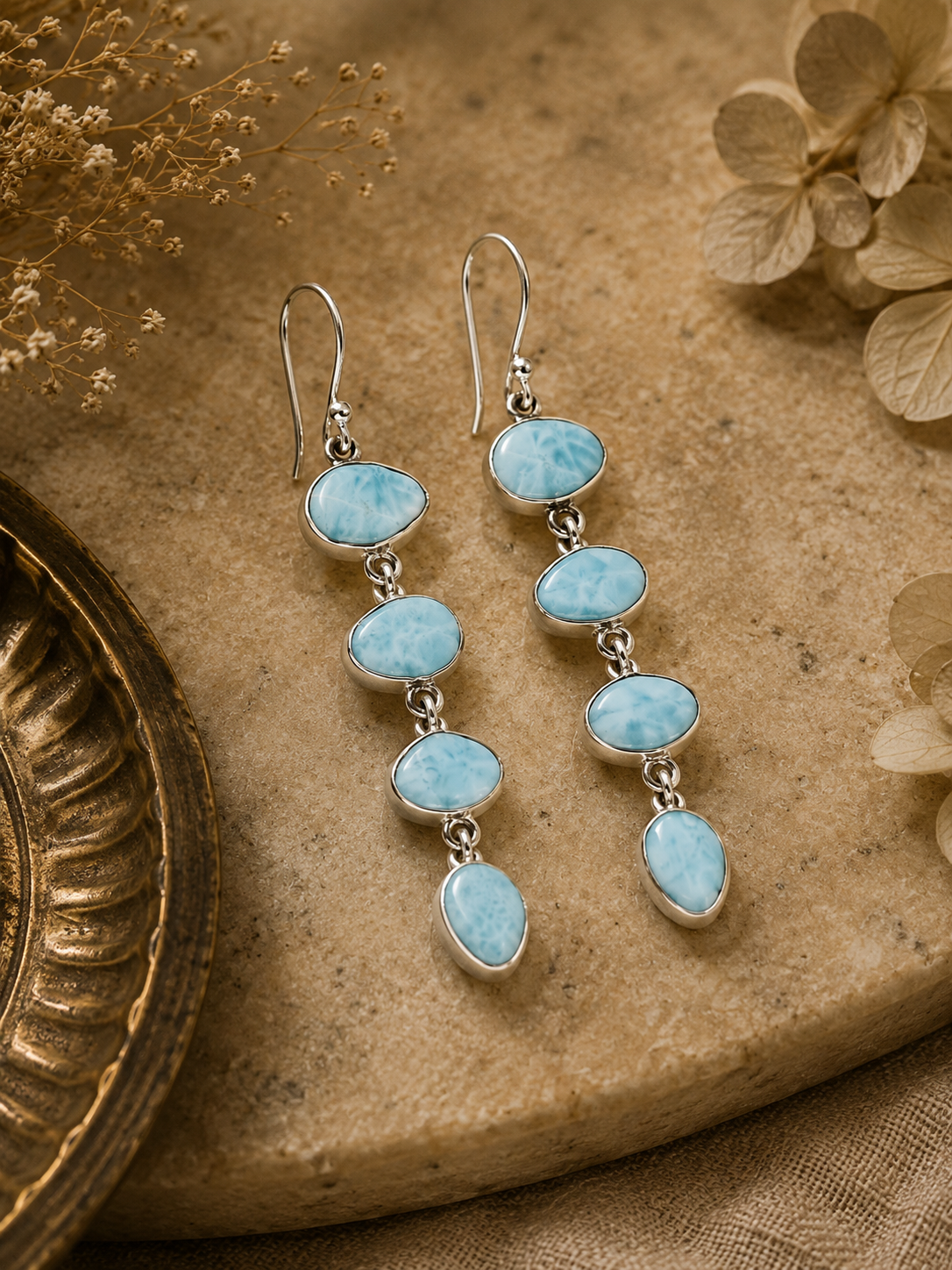 Azure Cascade Larimar Earrings