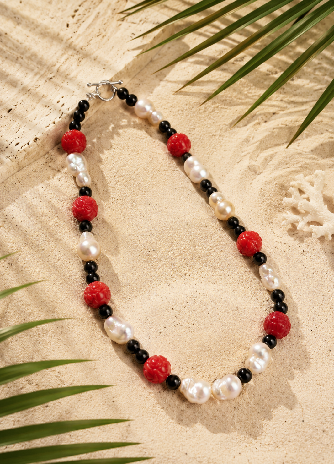 Coral & Pearl Symphony Necklace