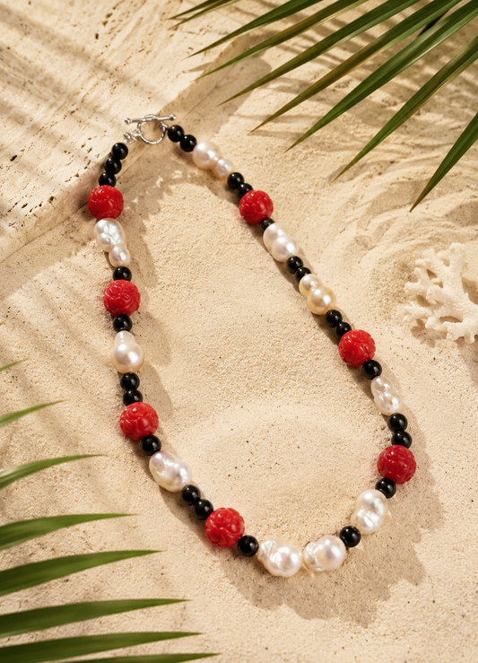 Coral & Pearl Symphony Necklace