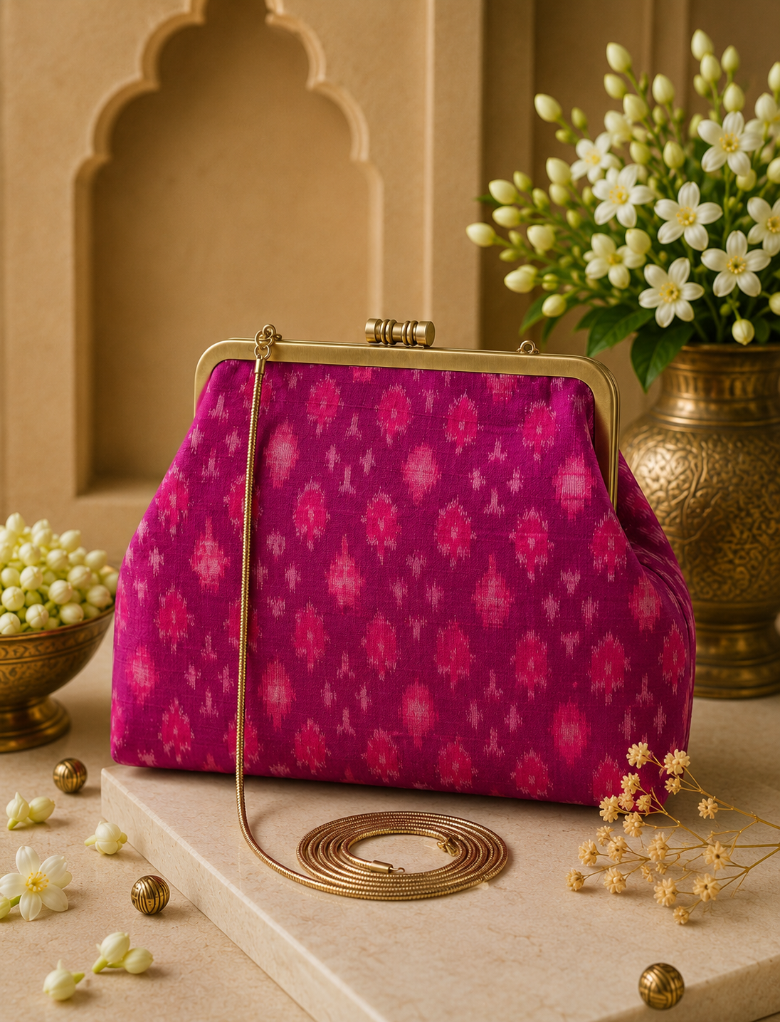 Pink Ikat Handcrafted Clutch