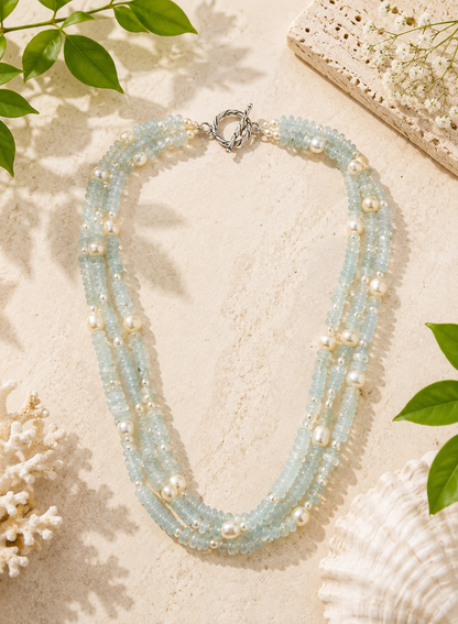 Aquamarine Pearl Harmony Necklace