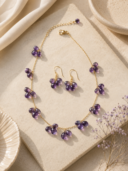 Amethyst Briolette Necklace & Earring Set