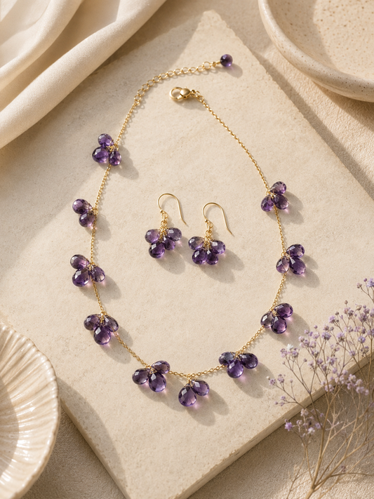Amethyst Briolette Necklace & Earring Set