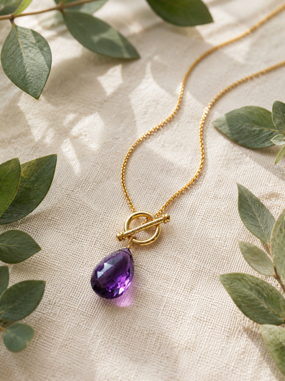 Amethyst Toggle Drop Necklace