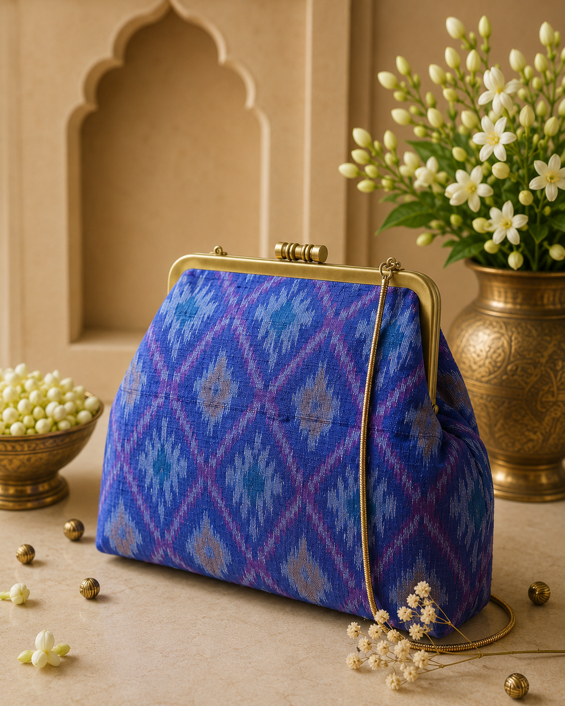 Royal Blue Ikat Handcrafted Clutch
