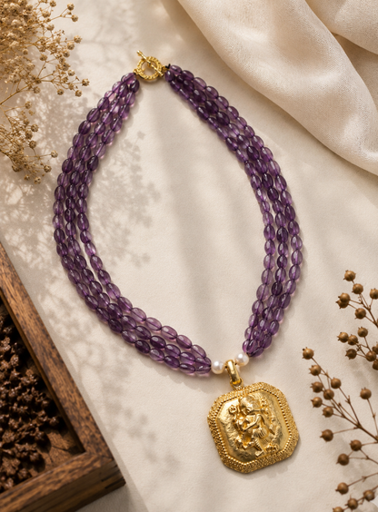 Amethyst Ganesha Pendant Necklace