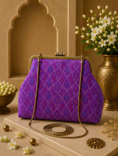 Purple Ikat Handcrafted Clutch
