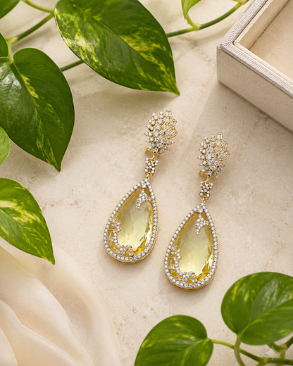 Lemon Yellow CZ Statement Danglers