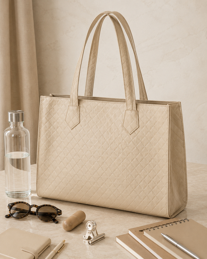 Gold Quilted Laptop Tote Bag