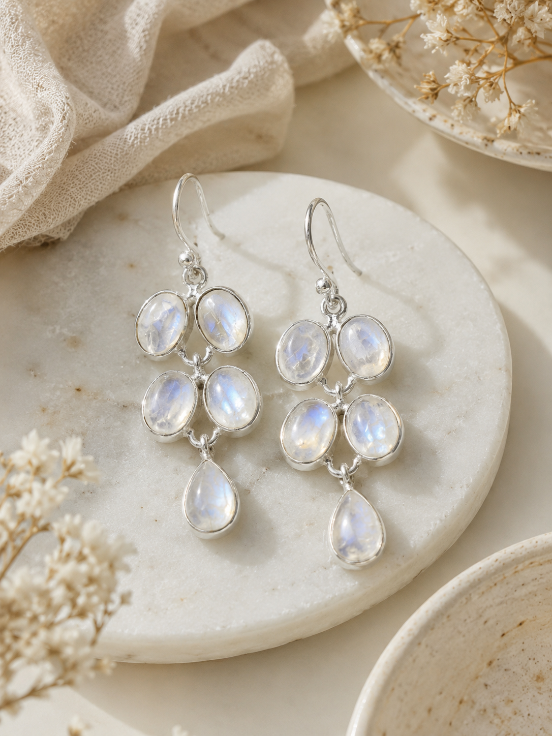 Moonstone Silver Danglers