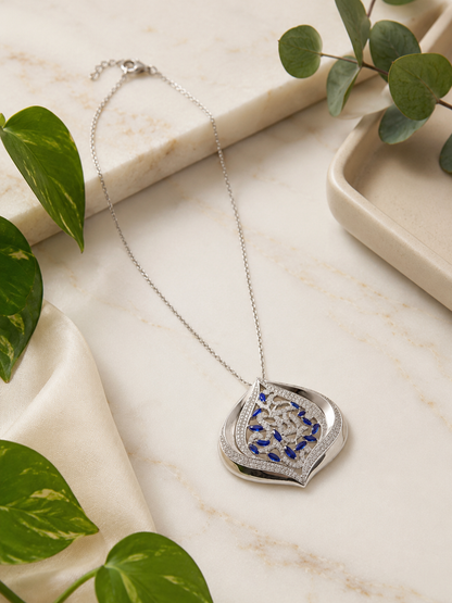 Blue Enamel Sterling Silver Pendant