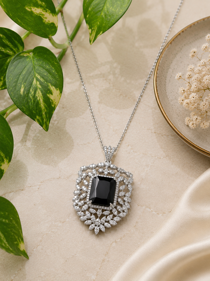 Black Cubic Zirconia Statement Pendant