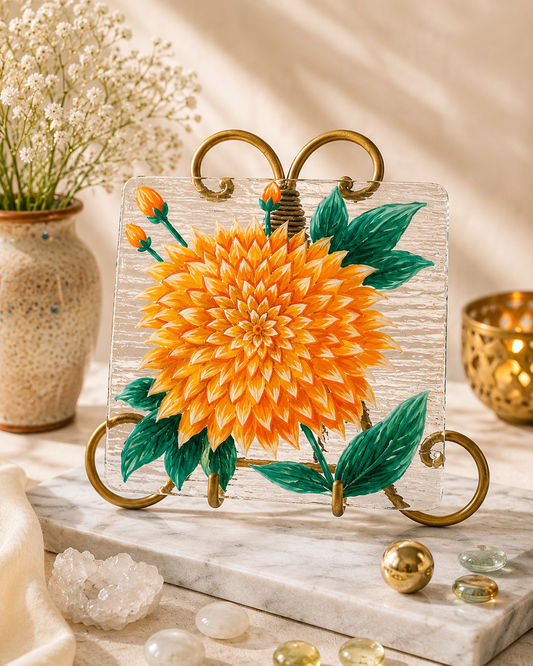 Blooms by Praccessorii- Hand-Painted Floral Glass Décor