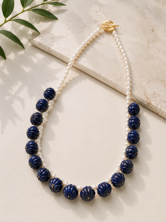 Blue Aventurine Pearl Necklace